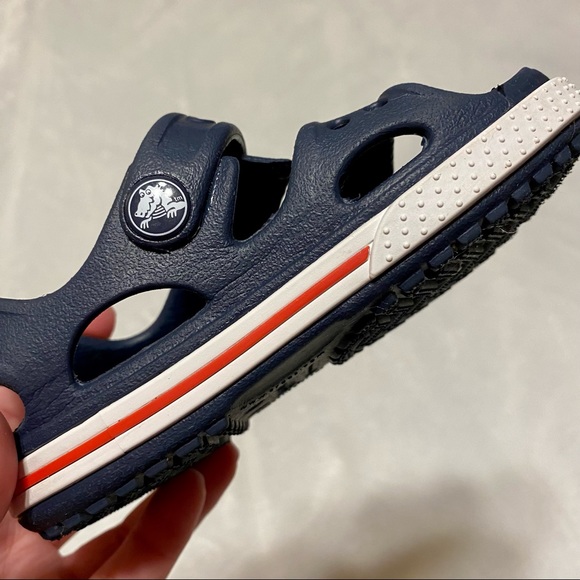 Crocs Unisex-Child Kids' Blue Crocband II Sandals - Picture 7 of 11